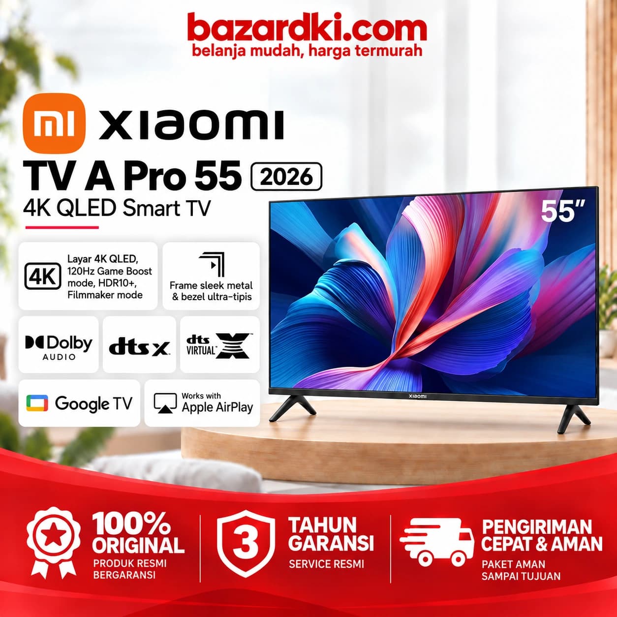 Foto 1 dari 6 Xiaomi A Pro 55 inch – Google TV QLED 2026