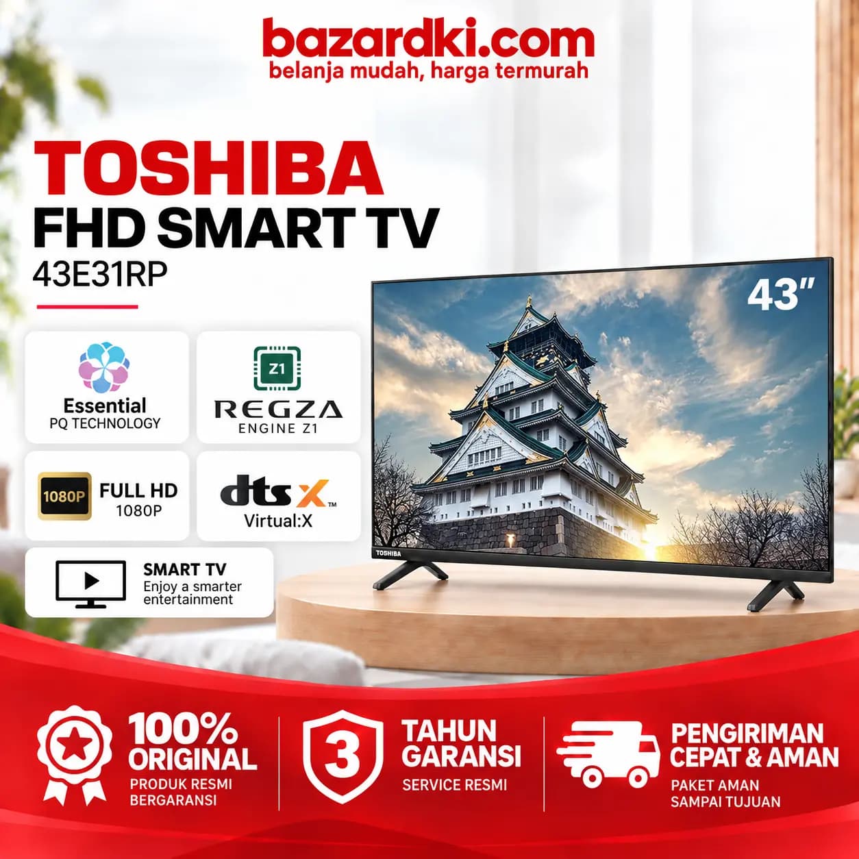 Foto 1 dari 5 Toshiba 43 inch Smart TV - 43E31RP