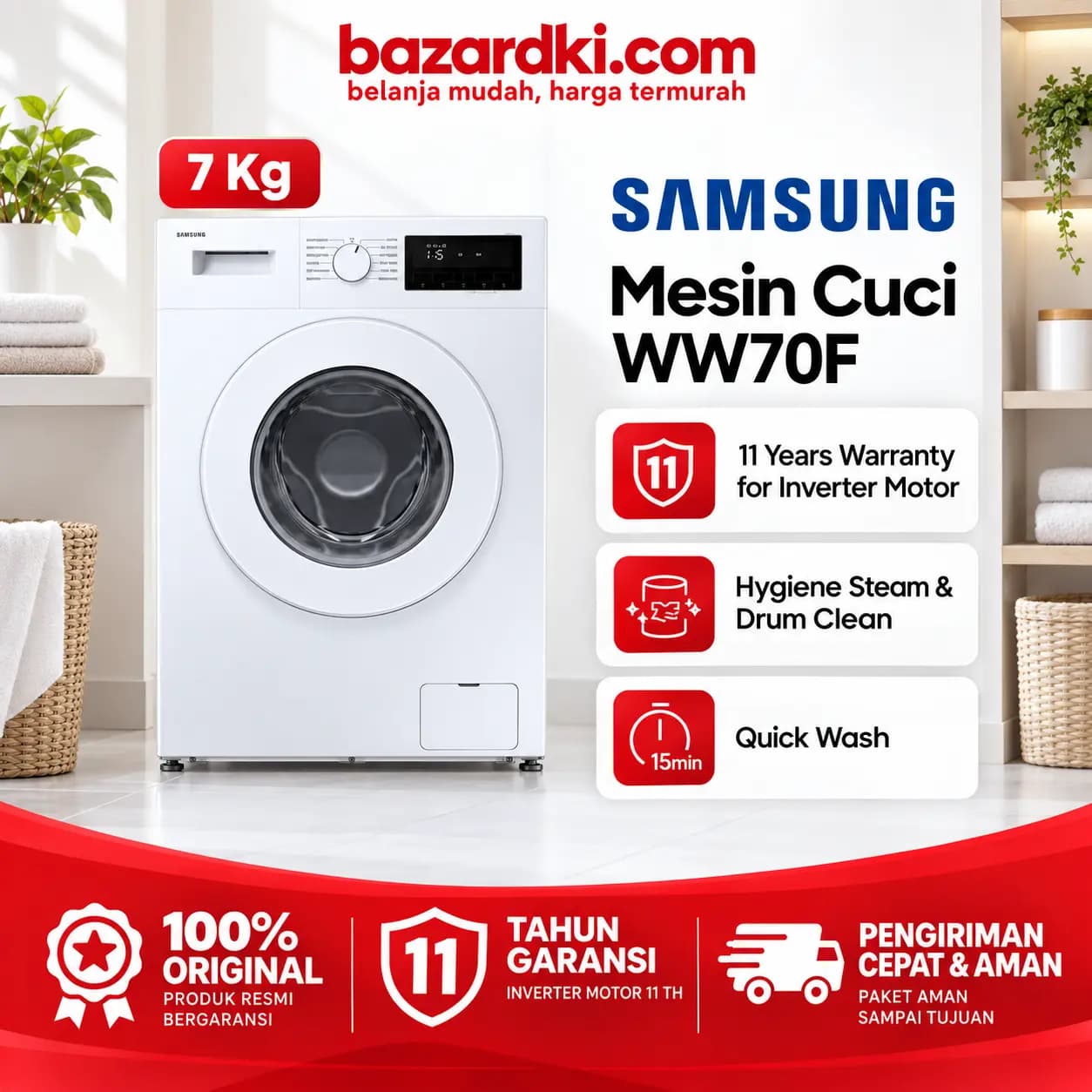 Samsung Mesin Cuci 7 Kg - Front Loading, kategori Mesin Cuci