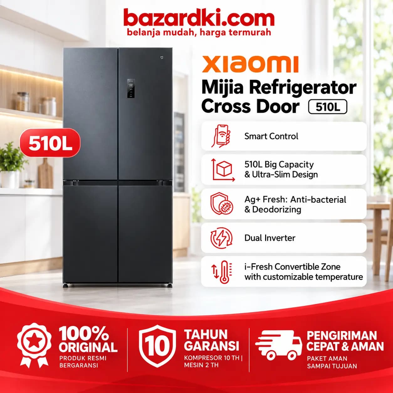 Xiaomi Kulkas 510L Side By Side, kategori Kulkas