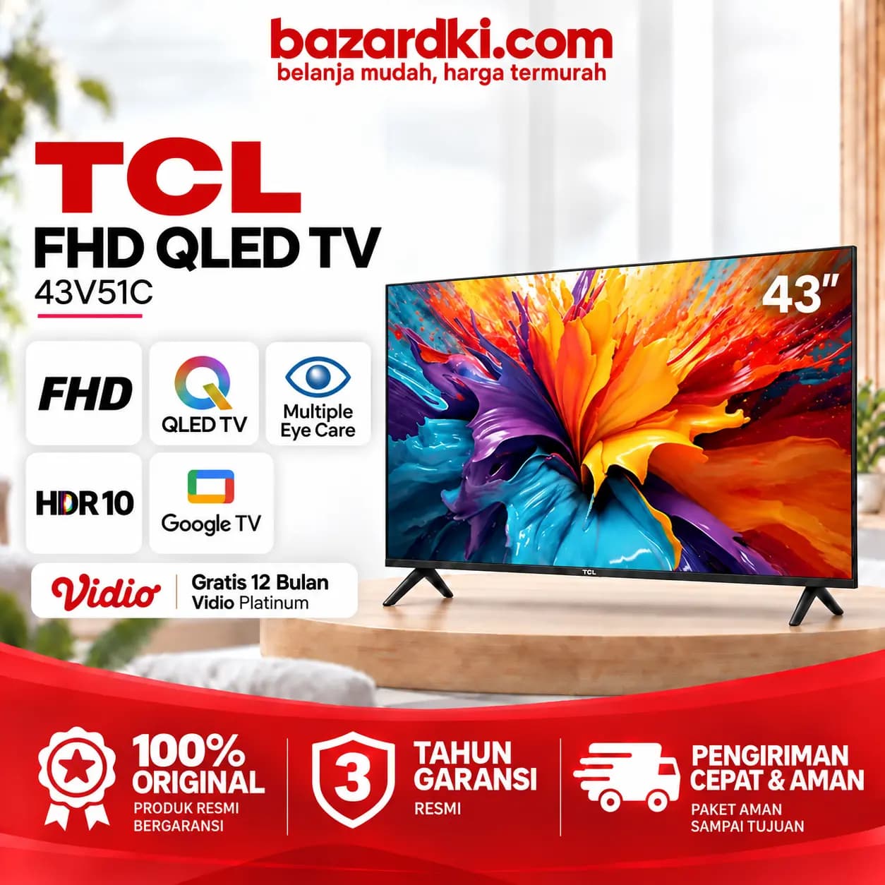 Foto 1 dari 6 TCL 43 inch V51C - QLED