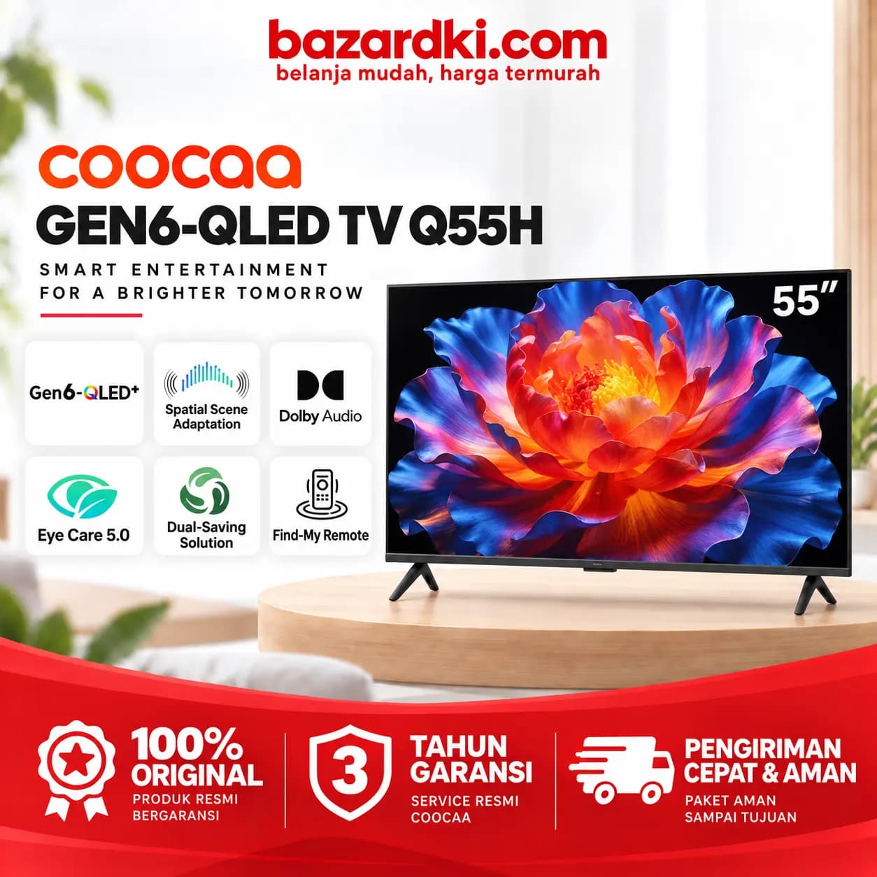 COOCAA TV 55 inch Q55H - Gen 6 QLED+, kategori TV