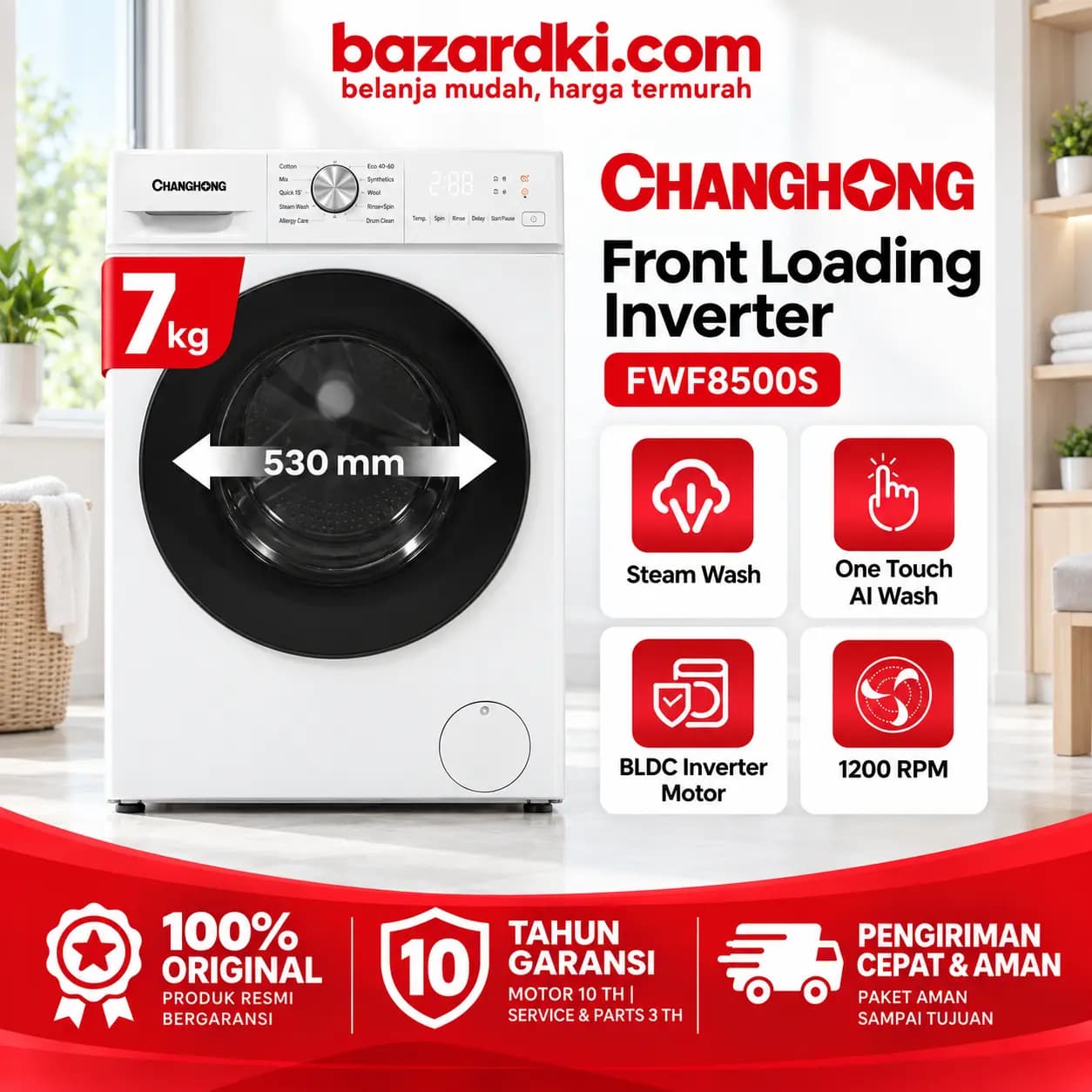 Foto 1 dari 5 Changhong Mesin Cuci 7 Kg - Front Loading