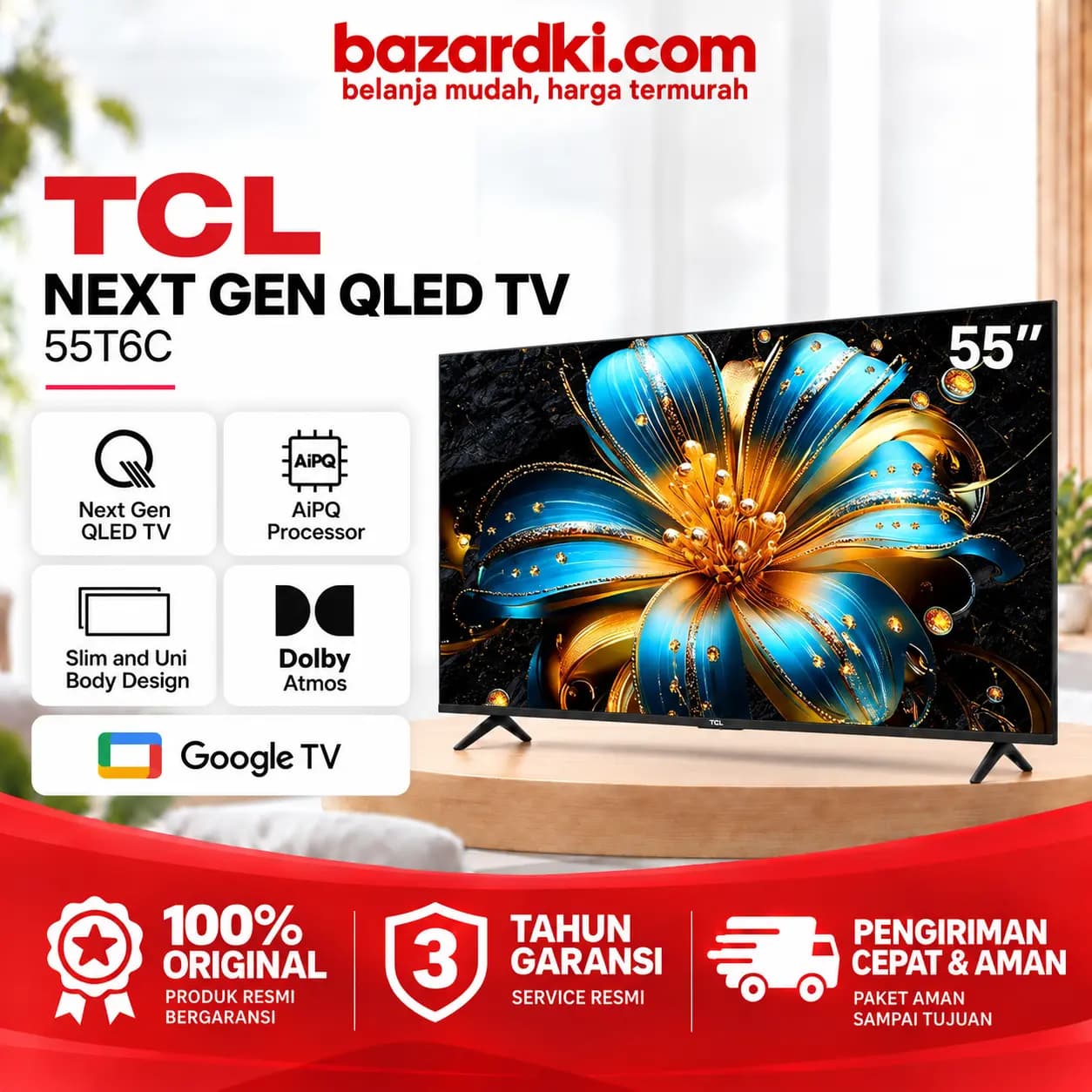 Foto 1 dari 6 TCL 55 inch Next Gen QLED T6C - 4K