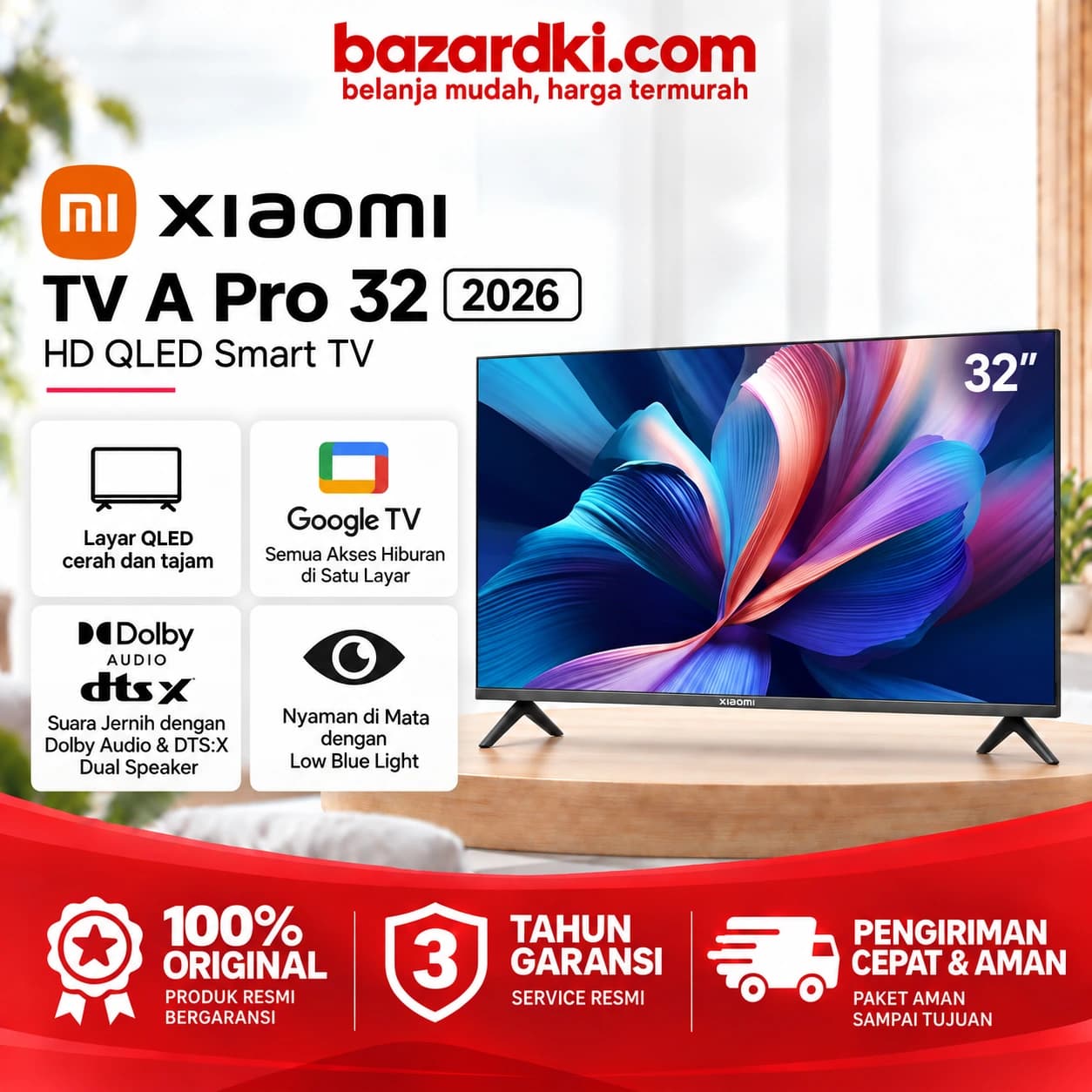 Foto 1 dari 5 Xiaomi A Pro 32 inch – Google TV QLED 2026