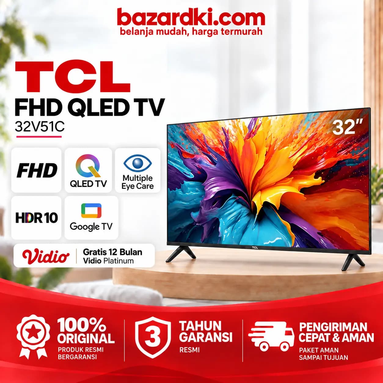 Foto 1 dari 6 TCL 32 inch V51C - QLED